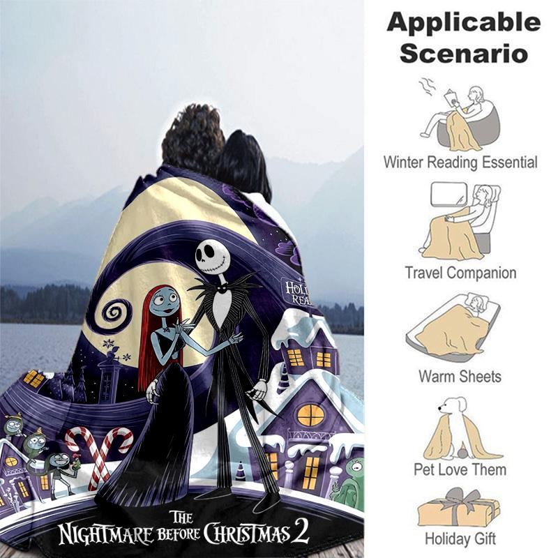 1pc Nightmare Before Christmas Soft Throw Blanket Flannel All Season Light Weight Living Room/Bedroom Warm Blanket. M7290155