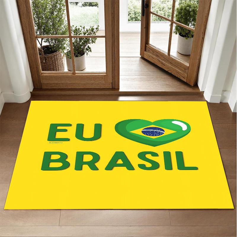 Brazil national football team Design Crystal Velvet Rug Soft Decorative Mat for Bedroom Entrance