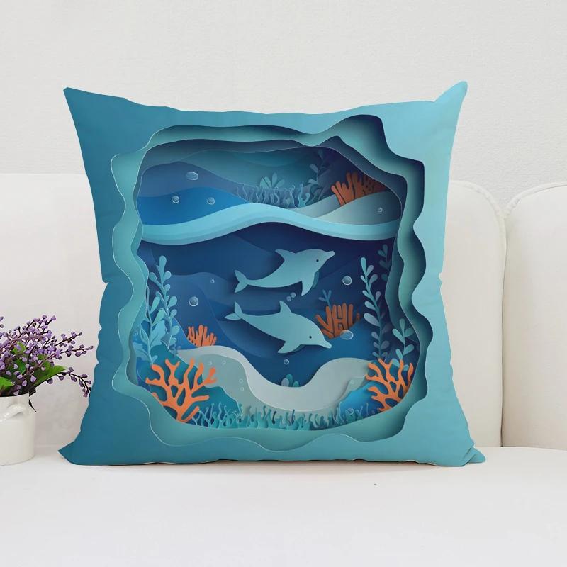 Home Decoration Cute Dolphin Decorative Pillowcase 40x40 Aesthetic Room Decoration Cover for Pillow Cases 45x45 Cushion Cover