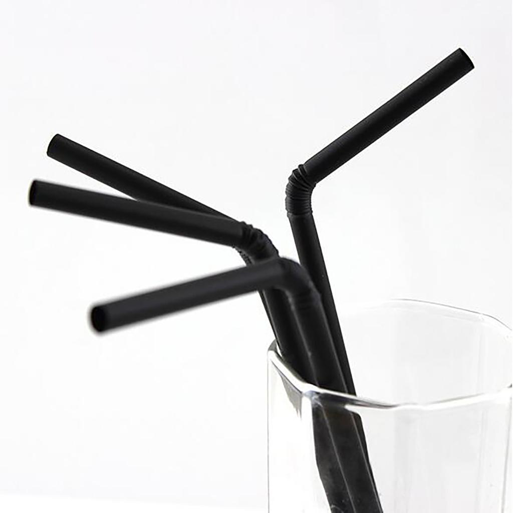 Disposable Black Elbow Material Straws Juice Drink Milk Tea Straws