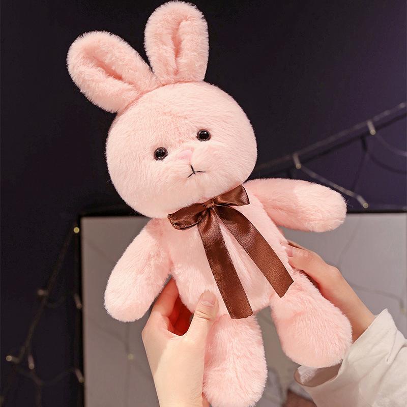 Cute Bunny Plush Doll Bow Tie Ribbon Rabbit Doll