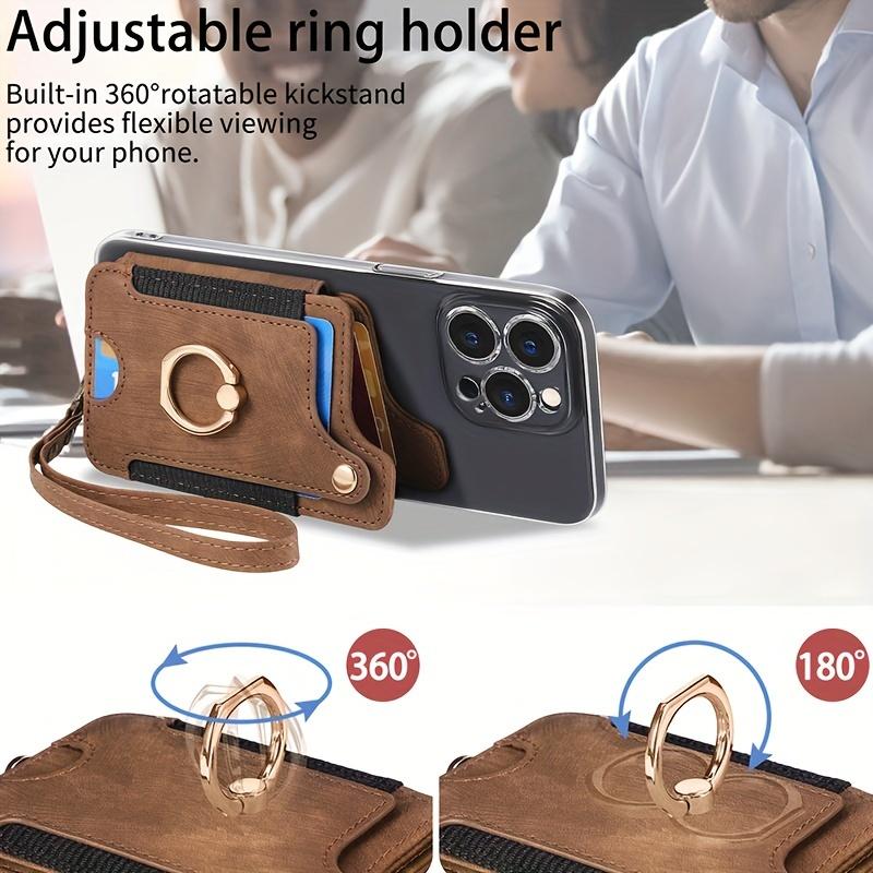 Multifunctional PU Leather Wallet 5-Card Universal Phone Bag Anti-Theft RFID Block Adhesive Secure Magnetic Closure Photo Slot