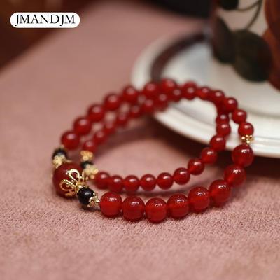 Náramok prírodný červený achát náramok žena rok narodenia chalcedónový achát viackrúžkový krištáľový náramok muž a žena jar a leto