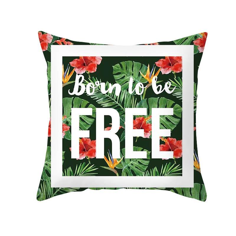 Plant Flower Creative Letter Pattern Printing Cover Car Sofa Cushion Cover Luxury Home Decoration Cushion Cover