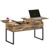 Lift-Top Coffee Table with Sliding Top Soft Close Hidden Storage Space 100x45x67 Cm Rustic Brown