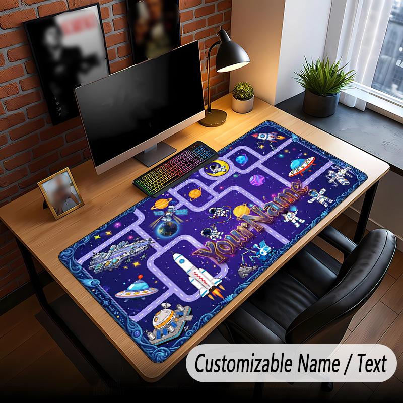 Space Cosmic Theme Custom Mouse Pad Personalized With Name Text Customized Desk Mat For Office Home Decor