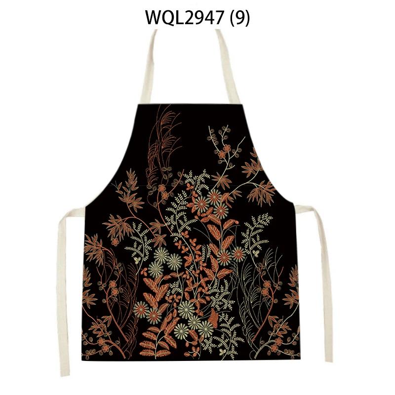 Flower Rabbit Beauty Pattern Kitchen Aprons for Women Men Linen Waist Bibs Household Cleaning Pinafore Home Cooking Apron