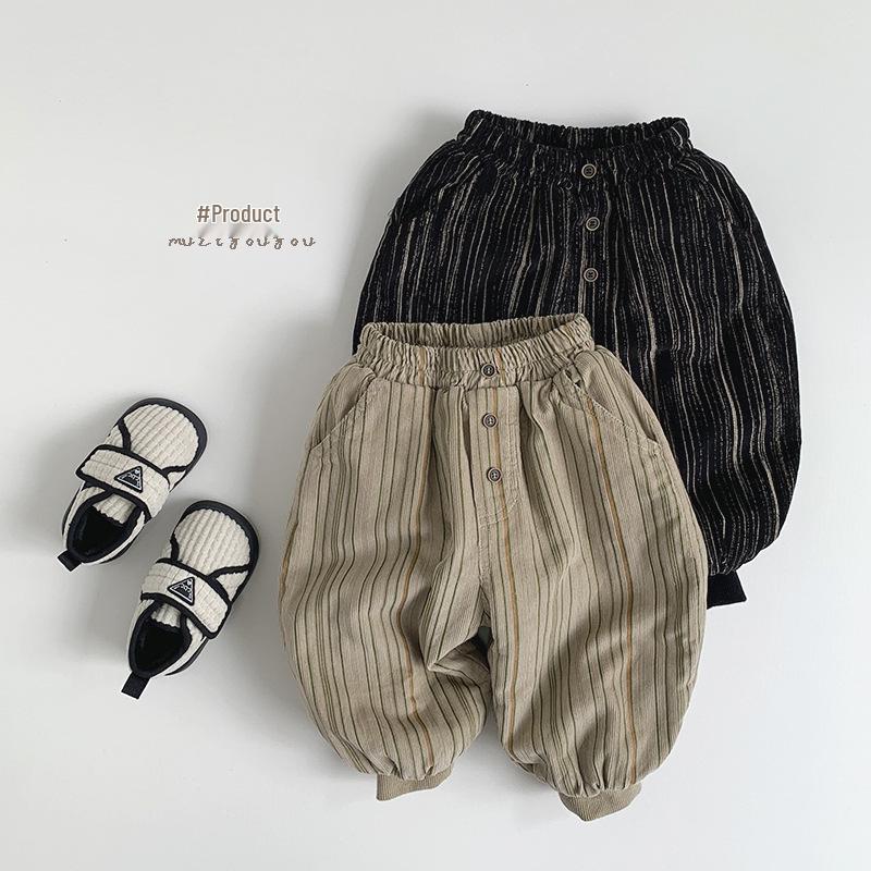 

Children s Corduroy Fleece-Lined Winter Pants - Mori Style Casual, Warm, Trendy for Boys and Girls 100 cm