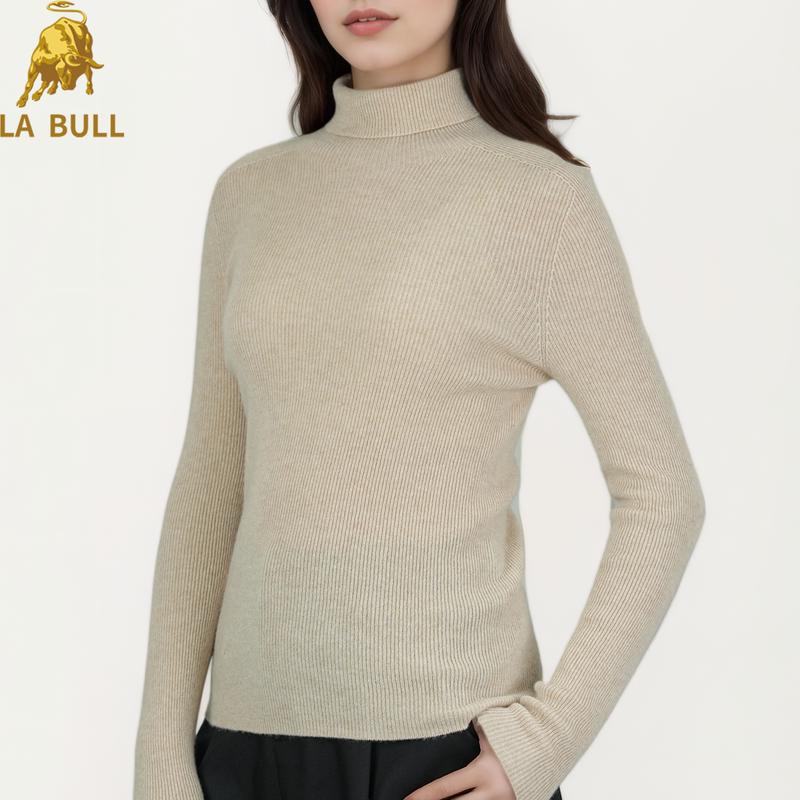 LA BULL Women's Cashmere Turtleneck Long Sleeve Knit Sweater