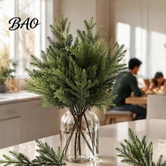 Illuminated Faux Greenery Artificial Lighted Pine with Lights, Fairy Light Olive Branch, Realistic Battery Operated Branches Stem for Home Table Vase