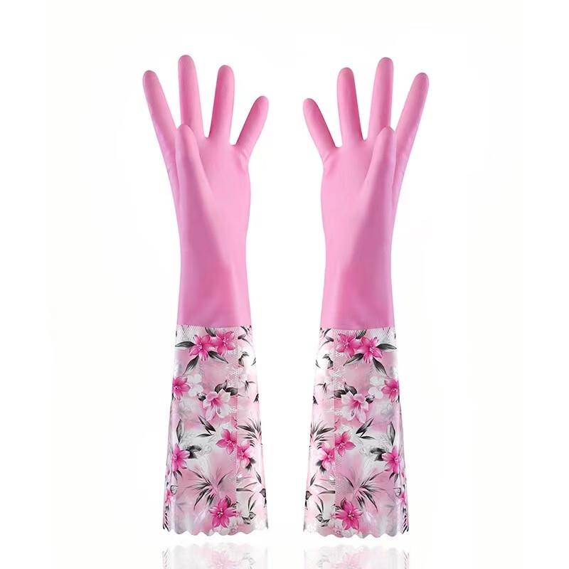 Fleece-Lined Waterproof Rubber Household Gloves