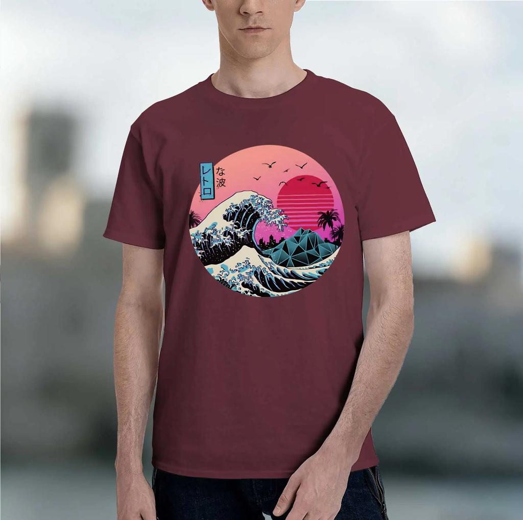 The Great Retro Wave 2026 New Fashion Heavyweight Hot Selling Retro Printed Pattern Fun Round Neck Tshirt For Daily Comfort