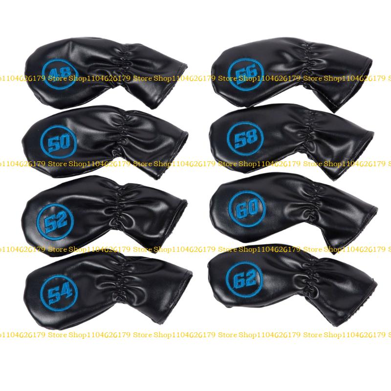 A1A2 8Pcs PU Golfs Head Cover Waterproofs Headcover Golfs Iron Club Head Cover