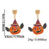Halloween Party Earrings, Stud Top Drop Pair with Enamel Style Finish for Photo Looks, Fall Gatherings, and Dress Up