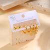 3pc Heart Shaped Cherry Strawberry Cross Earrings,Gold Color Stainless Steel Women's Earrings,Punk Set Jewelry Gift
