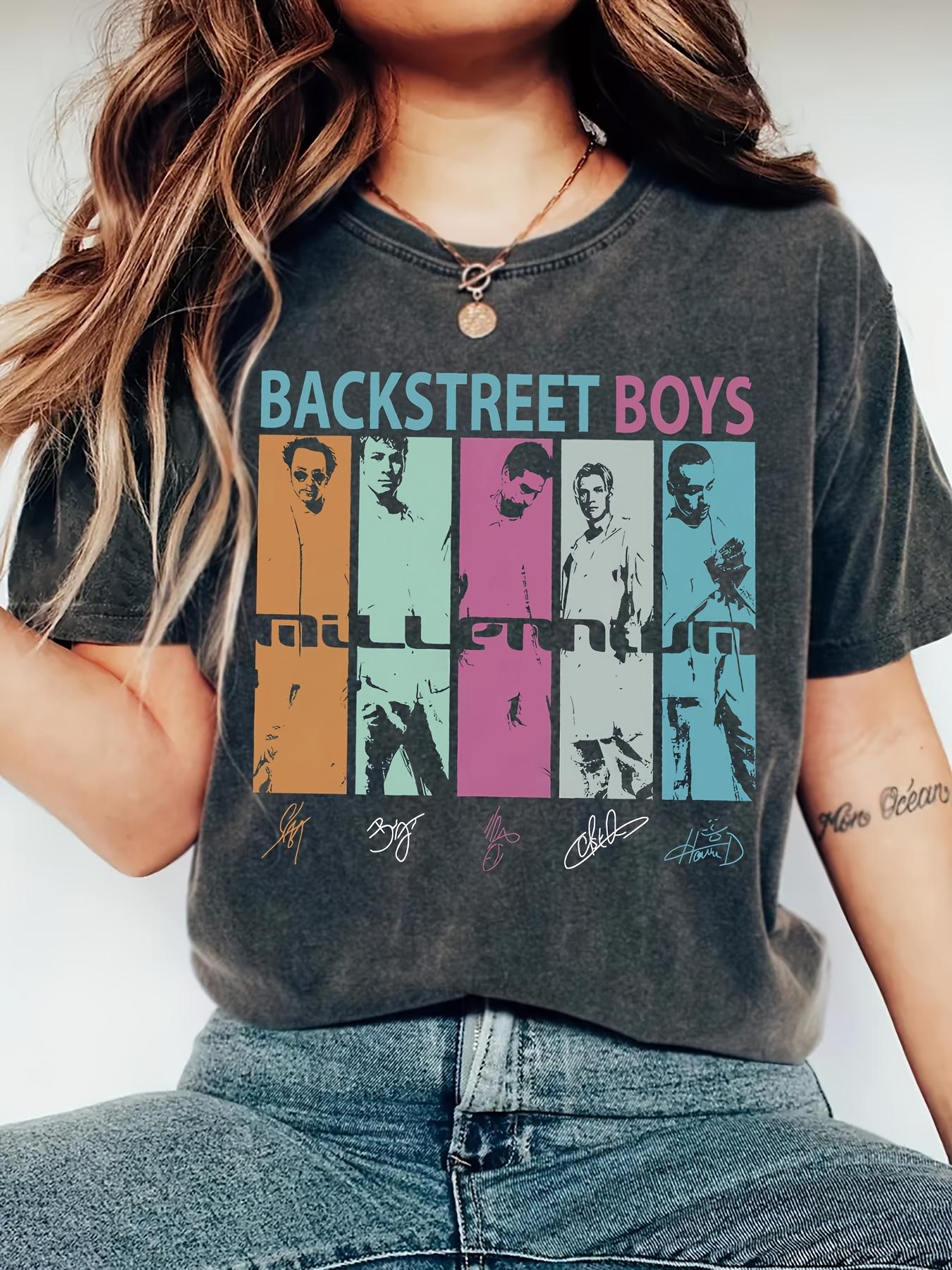Женская футболка Backstreet Boys Millennium - Ретро-графика бой-бэнда, Повседневный винтажный топ S