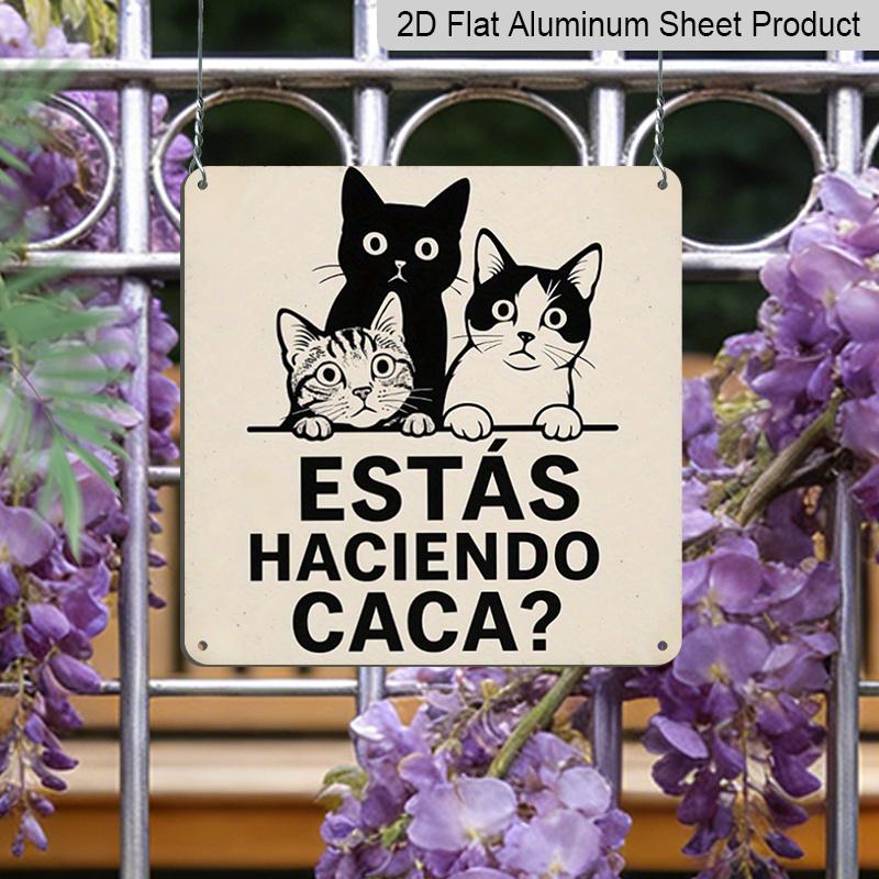 2D Flat, 1pc, Vintage Metal Sign, Decorative Plaques and Ornaments, Cat Gaze Humor Decorative Plaque, Humorous Style, Yard, Bathroom, Door Behind or