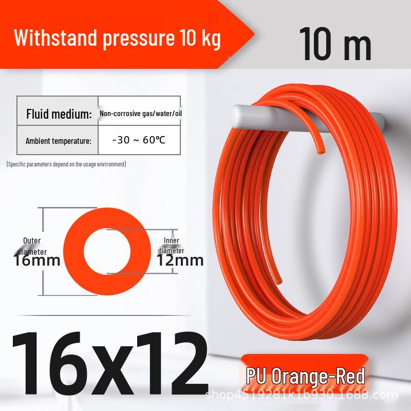 Zhuo Ji 8mm High-Pressure Transparent PU Air Hose for Air Compressors (Sizes: 4/6/10/12/14/16)
