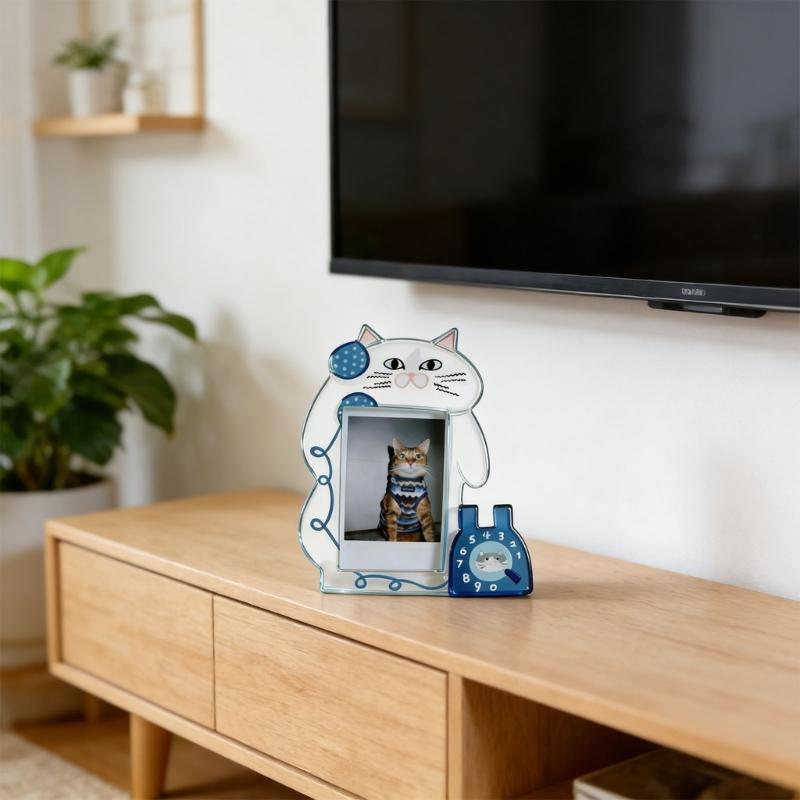Klarer Acryl-Bilderrahmen Cartoon-Katzen Fotorahmen Foto-Display-Halter für Zuhause Büro Schreibtisch Dekorationen Sammlungen