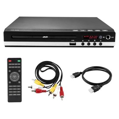 Přenosný DVD přehrávač Kompatibilní se všemi televizory Obsahuje HDMI kabel Přehrávání z USB Upscaling na 1080P Paměť pro pokračování přehrávání