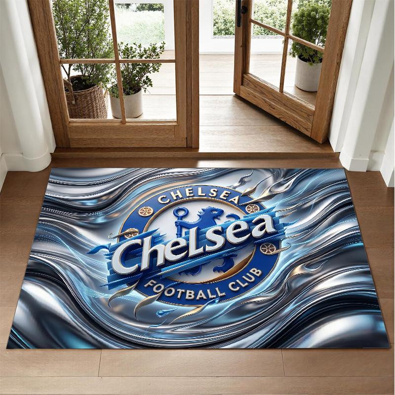 Chelsea FC Design Crystal Velvet Rug Soft Decorative Mat for Bedroom Entrance