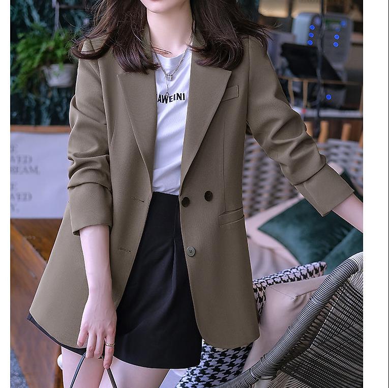 Outono feminino moda casaco entalhado preto blazers manga longa jaquetas sólidas entalhados topos