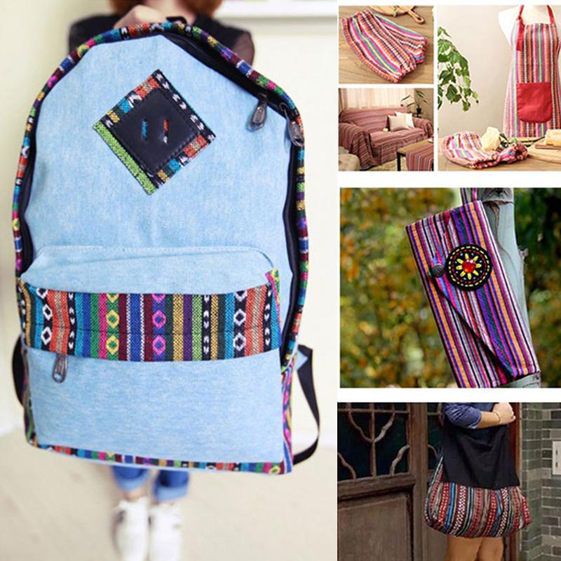 BILU Thicken Yarn Woven Polyester Cotton Linen Ethnic Jacquard Fabric for Home Textile