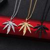 Catena Charm Gioielli Uomo Rock Acciaio Titanio Punk Vintage Foglia d'Acero Collana Choker Hip Hop Pendente Foglia