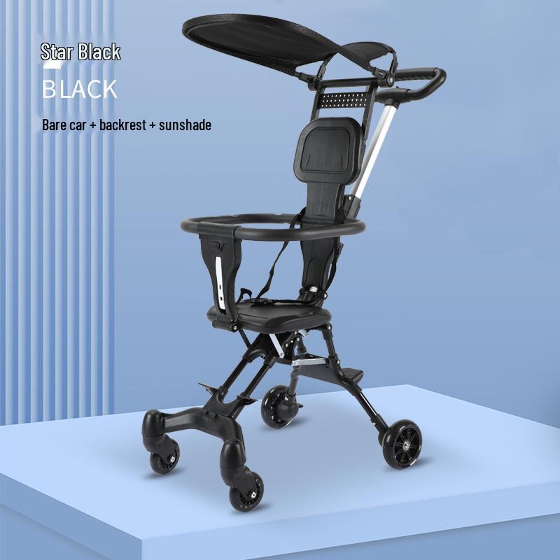 Lehký skládací pohodlný kočárek - Obousměrný čtyřkolový design pro kojence a děti