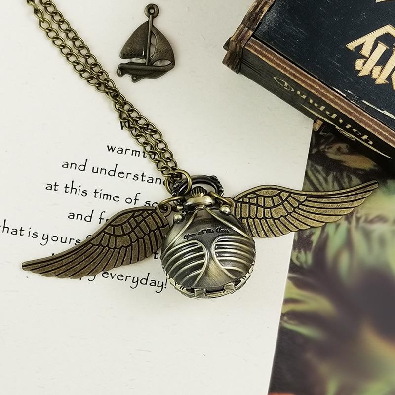 Retro Harry Potter Pocket Watch Pendant - Flip Cover, Digital Display for Kids & Elderly