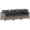 Vidaxl 3-Cz. Garden Lounge Set, Cushions, Grey PE Rattan