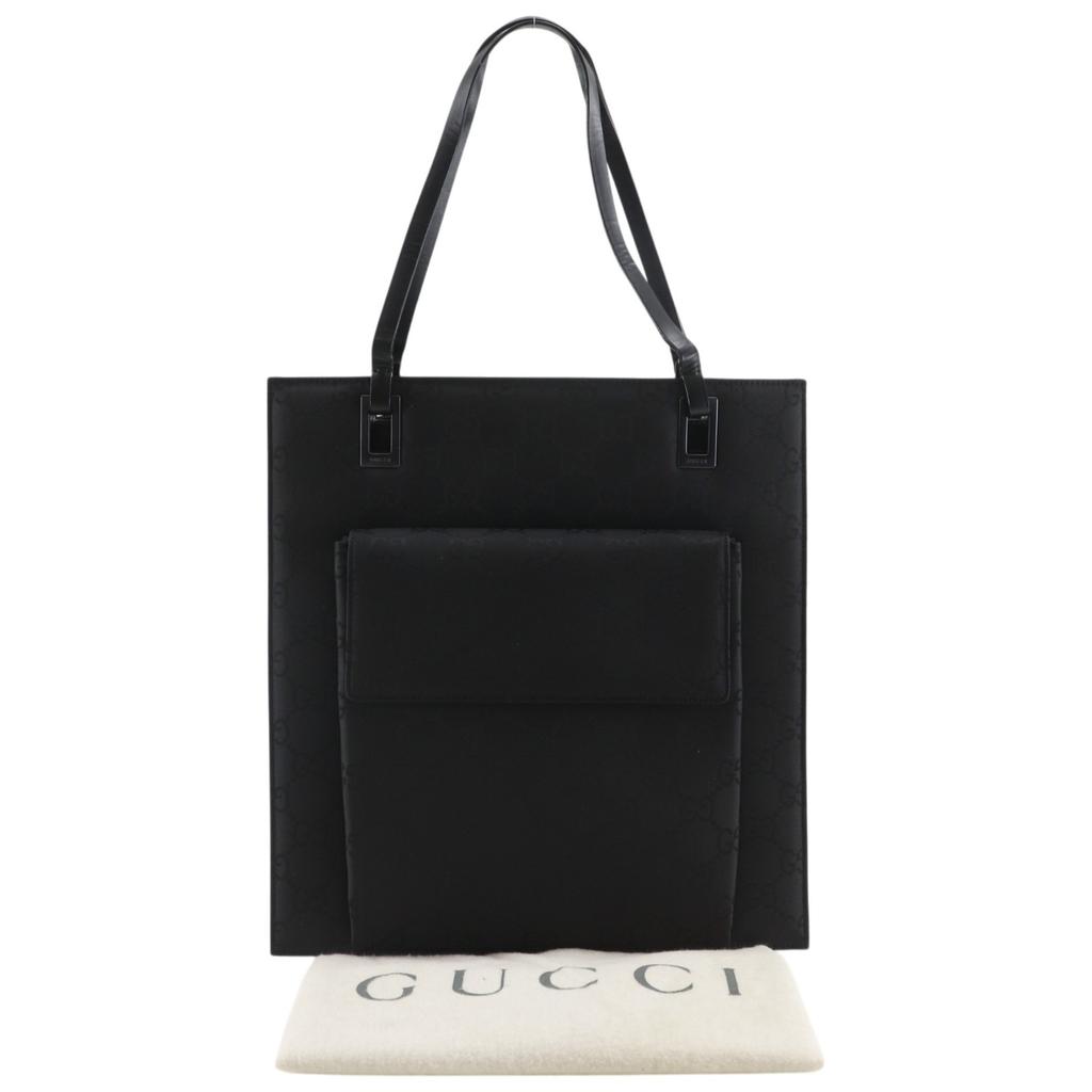 GUCCI GG Tote Bag 002-1008 black Nylon canvas Women Used