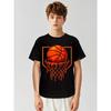 Kids Crewneck Short Sleeve Tee, Red Basketball Drip Print