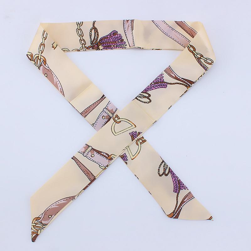 New Fashion Retro Pinrt Bag Luxury Designer Womens Silk Scarf Headwear Long Skinny Tie Scarves Ribbon Accessories Summer