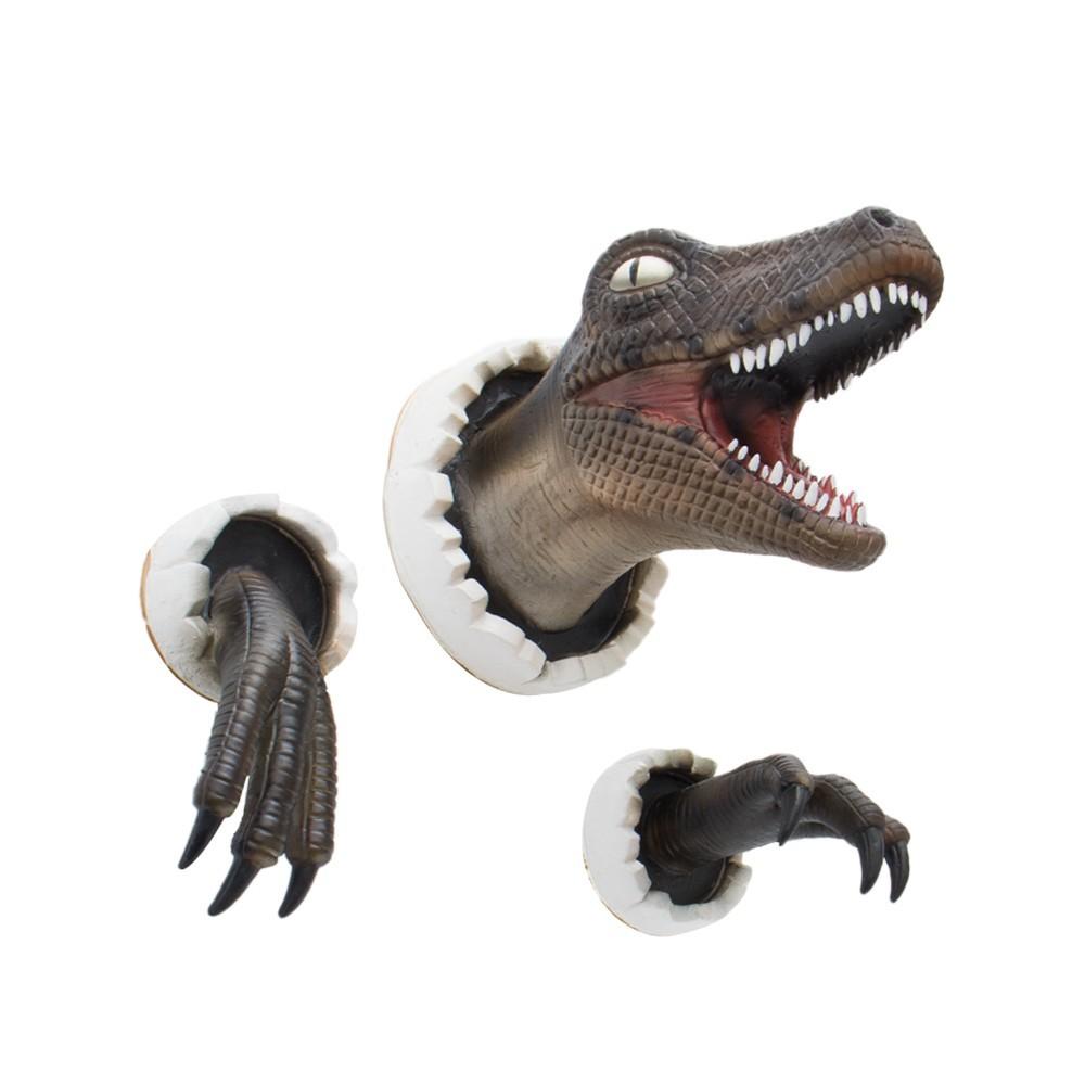 Dinosaur Wall Mounted Sculpture 3D Wall Bursting Hanging Dinosaur Head Resin Dinosaur Head With Claws Home Decor