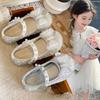 Girls' Crystal Princess Shoes2026Summer New Style Pearl and Rhinestone Bow Children's Leather Shoes, Solid Color Performance Shoes