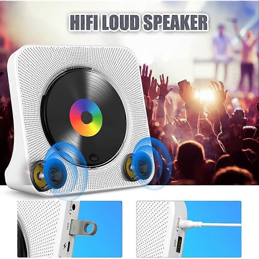 Odtwarzacz CD Przenośny Bluetooth Stacjonarny Odtwarzacz CD do Domu z Timerem Wbudowane Głośniki HiFi z Wyświetlaczem LCD Radio