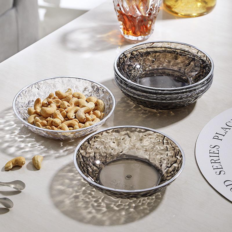 Transparent Chinese Tea Cake Plate Exquisite Dim Sum Cake Plate Household Fruit Plate Living Room Desktop Retro Wedding Dried Fruit Plate