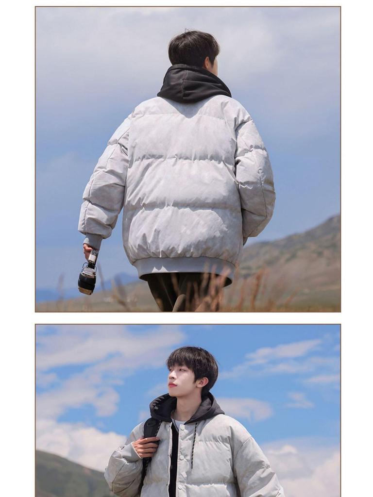 Men's Winter Thickened Hooded Cotton Jacket - Two-Piece Design, Warm Casual Outerwear