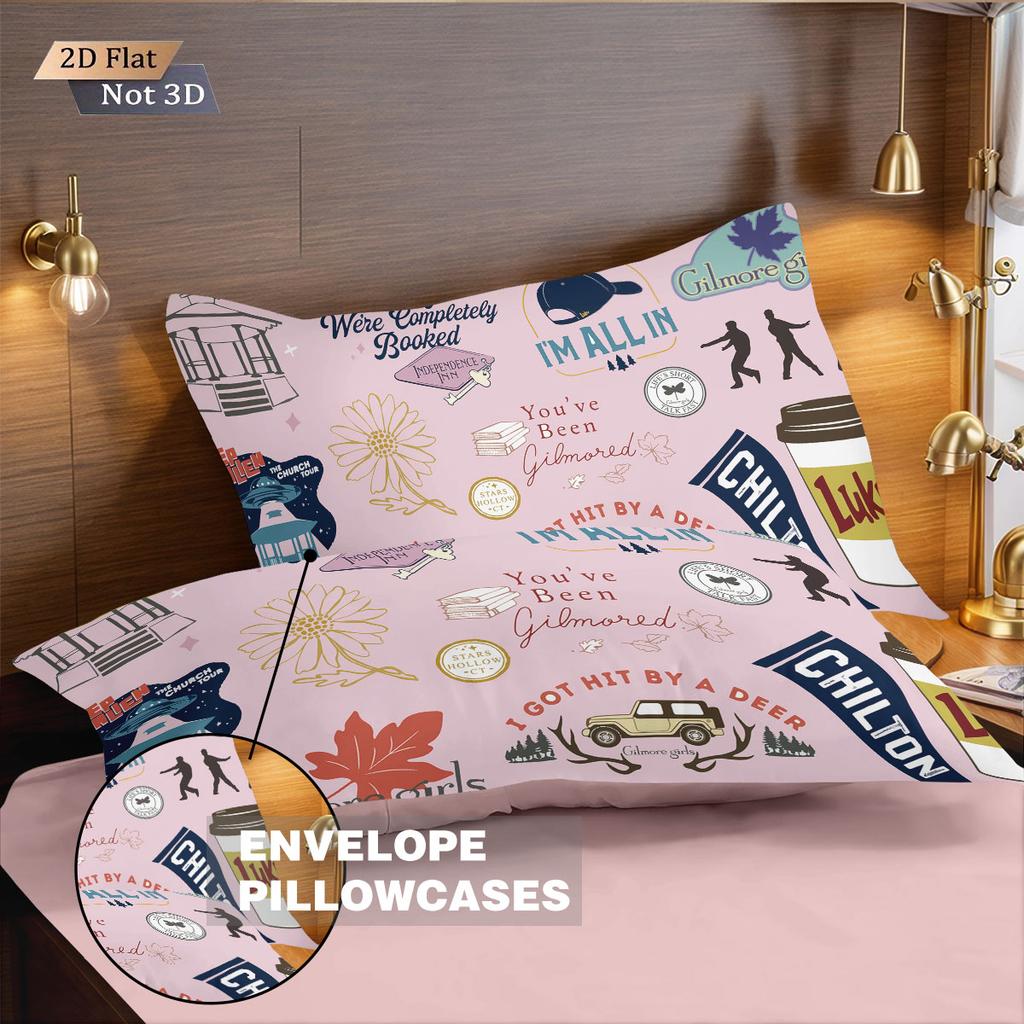 3-teiliges Gilmore Girls' Bedrucktes kernloses Bettwäscheset Mehrere Größen Schlafzimmer Wohnheim Bettbezug Weiche Dekoration Maschinenwaschbar