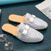 Sommer Strass Herrenschuhe Nachtclub Party Trendschuhe Halbslipper Herren Leder Slipper Atmungsaktiv Lässig Halbschuhe