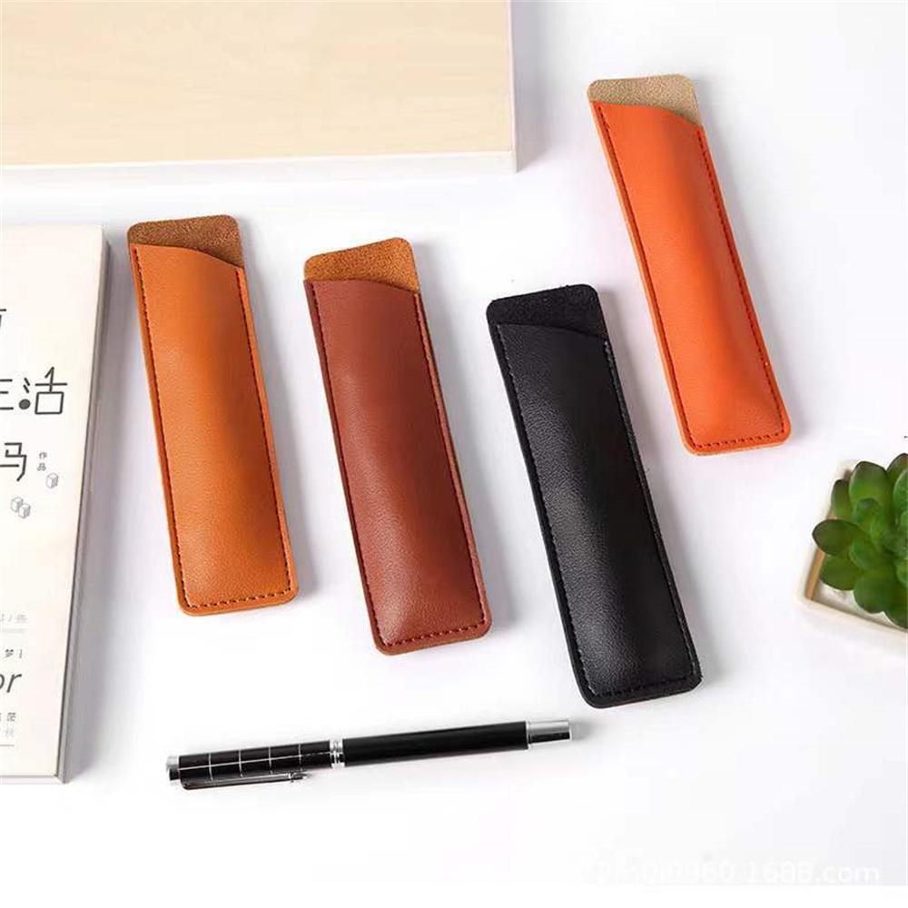 Pu Leather Pen Pencil Bag Pencil Holder Simple Pencil Case Pen Protective Bag Handmade Pen Sleeve Stationery Storage Pouch