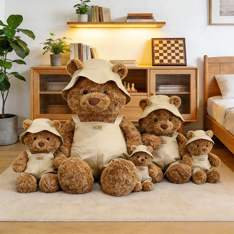 Fisherman Hat Overalls Clothing Basset Bear Pink Pig Doll Plush Toy Doll Rag Doll Girl Gift
