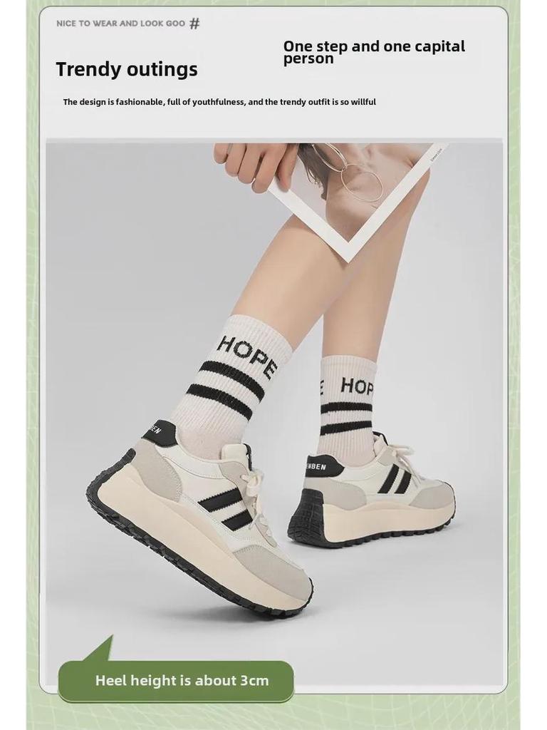 Women's 2024 Spring Celebrity Style Thick-Soled Dad Shoes - Trendy Height-Boosting Casual Sneakers