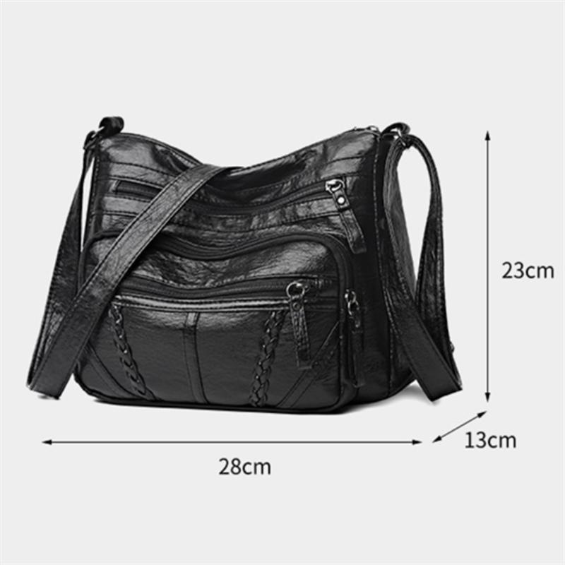 Vintage PU Leather Crossbody Bag, Retro Multi Layer Shoulder Bag, Fashi Handbag & Purse for Women's Work Travel Messenger Bag
