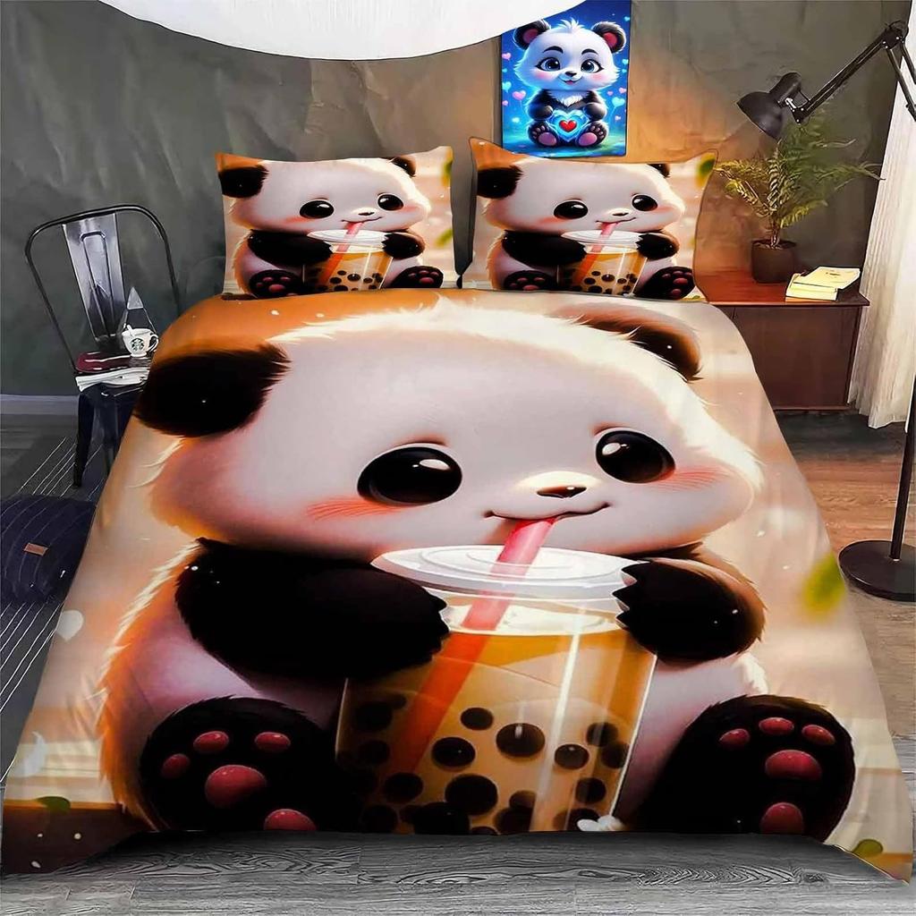 Kung Fu Panda Bettbezüge Bettwäsche-Set, Panda-Bezug Modern Bedrucktes 2/3-teiliges Set 1 Bettbezug, Geburtstagsgeschenke