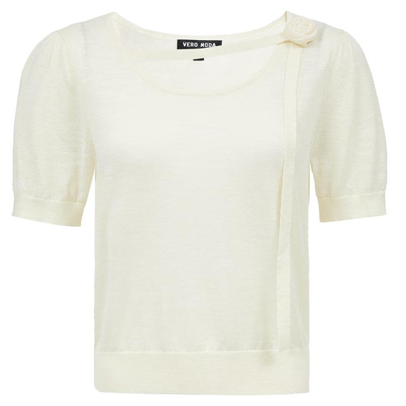 

VEROMODA Puff Sleeve Knit Top with 3D Rose Detail L