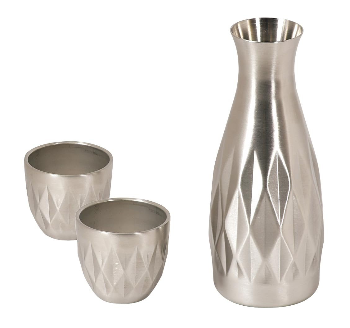 

Pearl Metal Vacuum Insulated Sake Cup Set (Hot and Cold Sake Cups, Stainless Steel, Diamond Cut, Dishwasher Safe, Keeps Drinks Hot or Cold) - Bar Prem