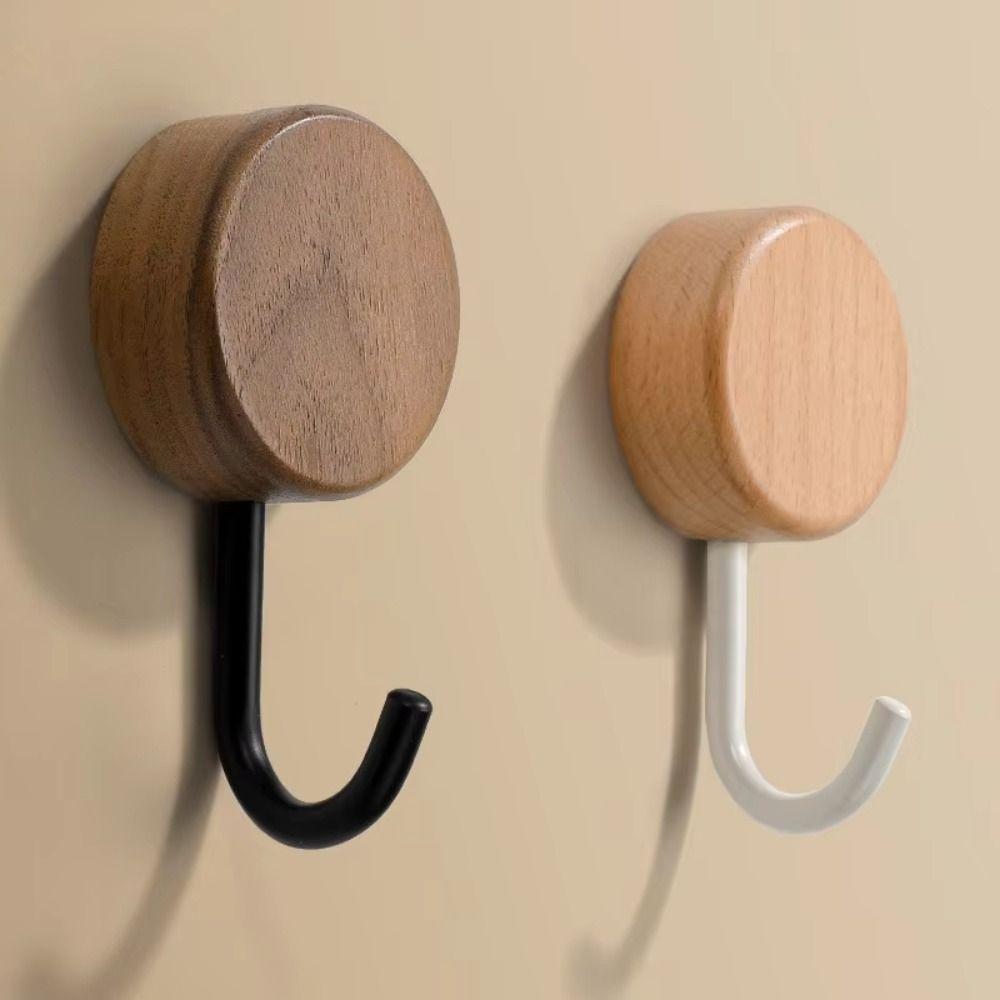 Self-Adhesive Wall Mount Hook No Drilling Bathroom Hook Space Saving Wood Hook  Door Hanging