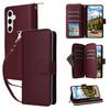 R20 For Samsung Galaxy S24 Case Zipper Leather Phone Cover with 9 Card Slots